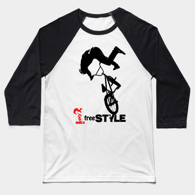 bmx silhouette Baseball T-Shirt by hottehue